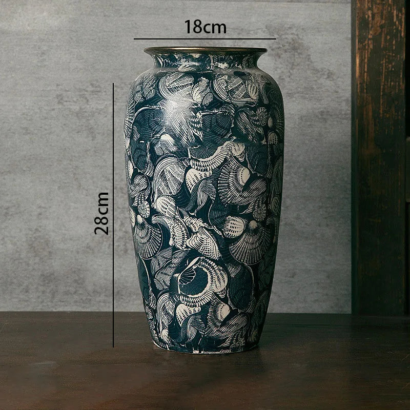 handmade retro ceramic vase with decorative gilding