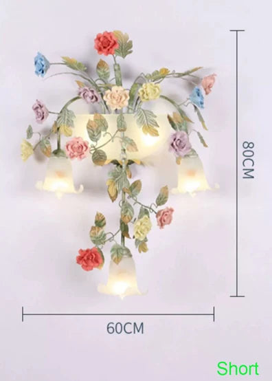Metal wall light with decorative flowers and grasses - vue 9 sur 8
