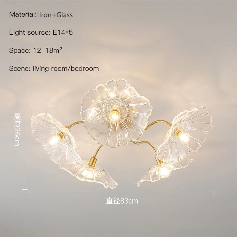 Nordic iron chandelier with glass and gold decoration