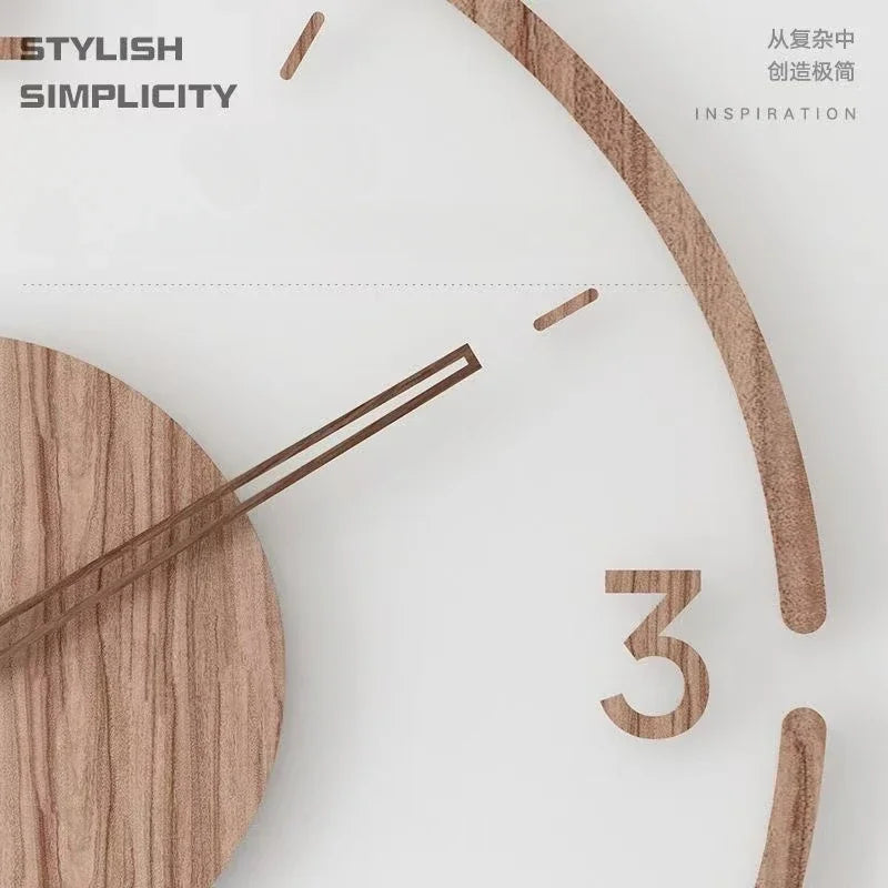 luxury wooden wall watch modern design silent quartz creative - vue 5 sur 11
