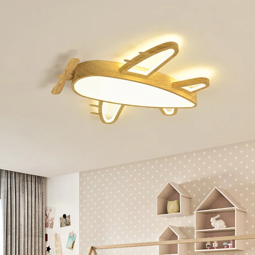 Wood and metal airplane ceiling light for children's room - vue 2 sur 10