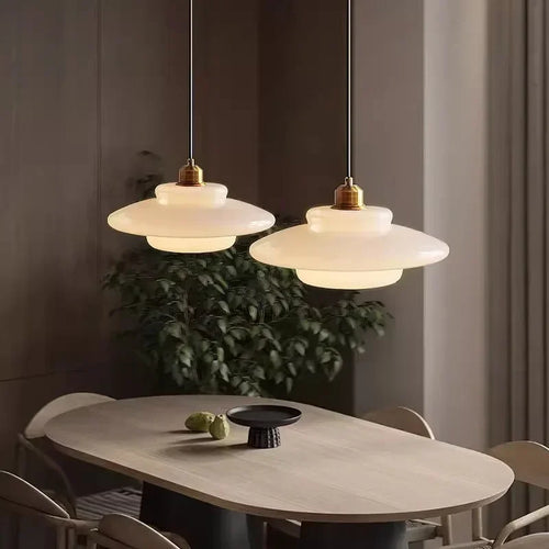 Modern Nordic style milk glass decorative pendant light - vue 4 sur 9