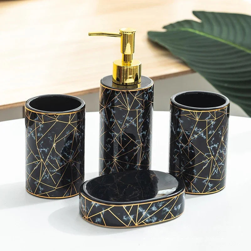 set of four ceramic bathroom accessories