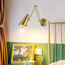 Telescopic rocker LED wall lamp with swing long arm, wall switch and adjustable bedside reading light