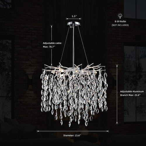 Luxury crystal chandelier with LED branches for modern interiors - vue 14 sur 14
