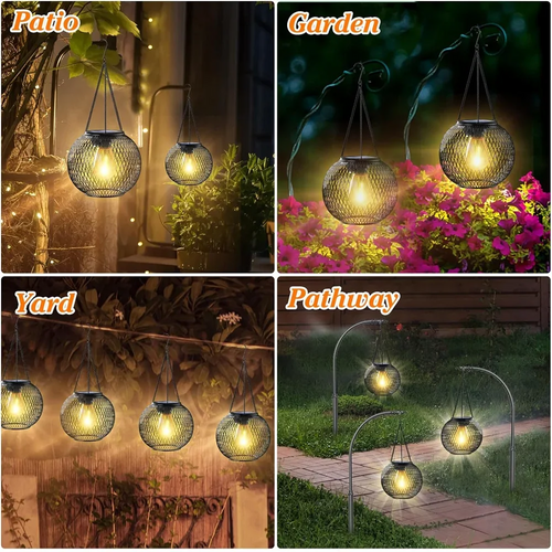 Solar Lantern Outdoor, Ortiny Upgraded Solar Lights for Outside Decorative Outdoor Hanging Lights Waterproof Solar Lanterns - vue 6 sur 6
