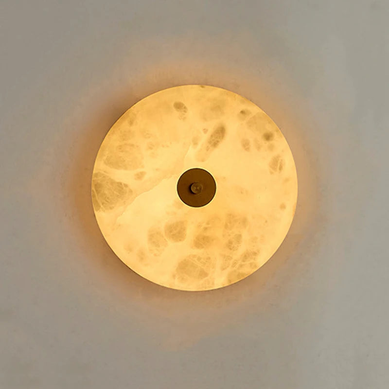 Round marble LED wall light 20cm/25cm for living room, bedside, stairs, restaurant or hotel