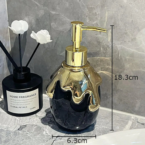 gold ceramic soap dispenser for bathroom - vue 8 sur 10