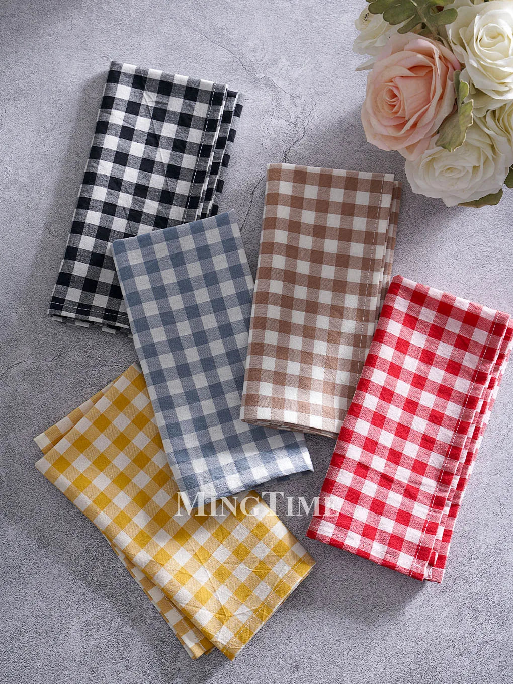 Reusable cotton gingham napkin country style - vue 2 sur 7