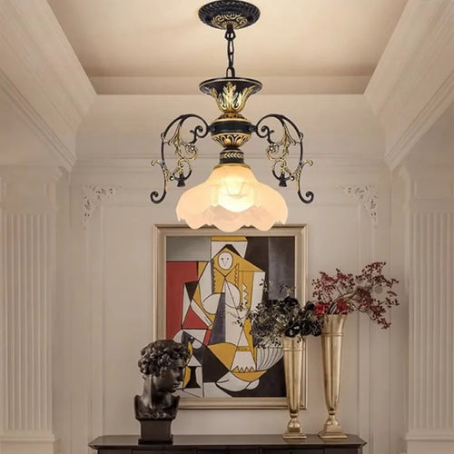 Creative retro industrial iron and glass chandelier - vue 3 sur 13