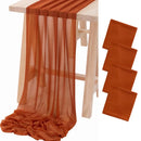 Set of 4 transparent boho muslin table runners