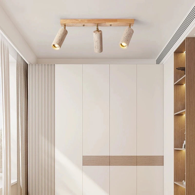 LED spotlight 3 heads surface mounted ceiling light stone wood for living room, cloakroom, clothing shop