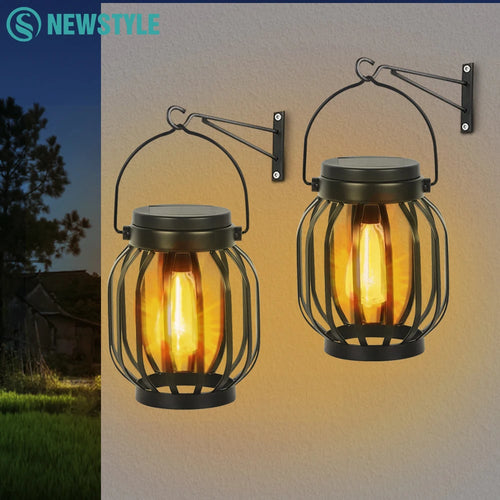 Vintage waterproof metal solar hanging lantern for garden or patio