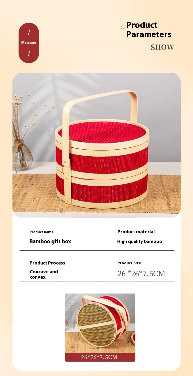 portable woven bamboo picnic and meal basket