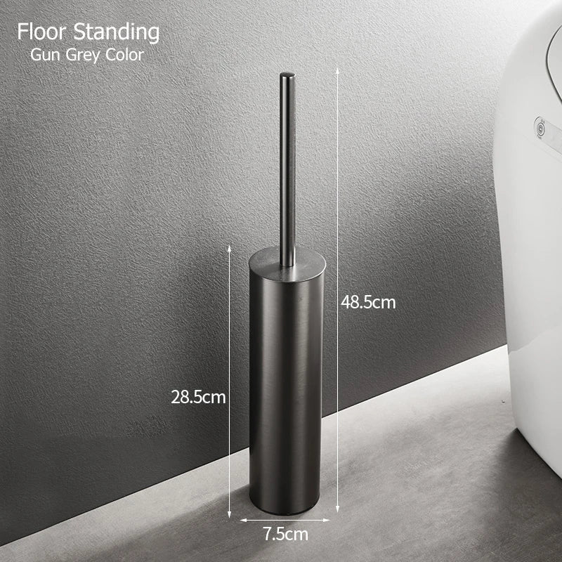 Wall-mounted stainless steel toilet brush holder for bathroom - vue 11 sur 14