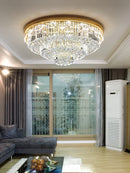 Dimmable LED crystal and stainless steel ceiling light for modern interiors