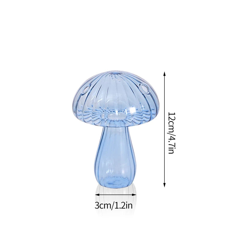 Glass mushroom candlestick for table decoration and vase