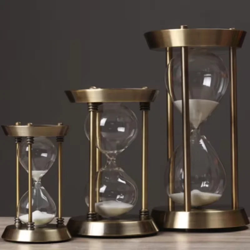 Retro metal hourglass clock for decoration and timing