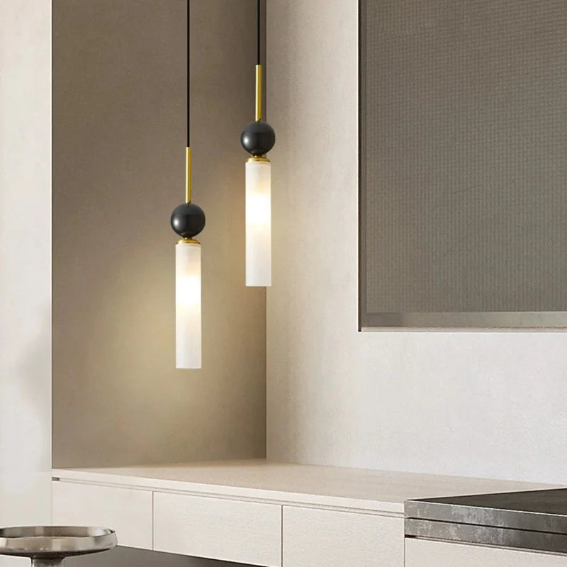 Natural marble pendant light