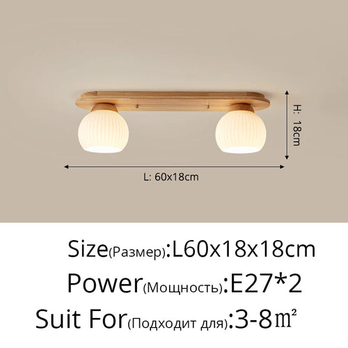 Nordic log pendant light Japanese tatami solid wood ceiling lamp - vue 14 sur 14