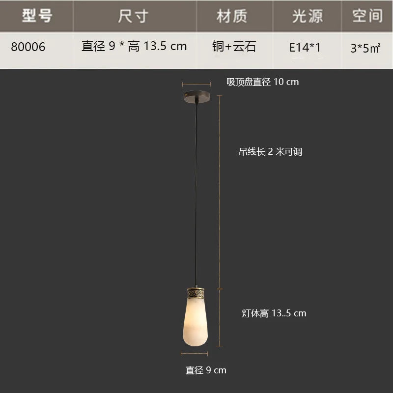 Creative marble and jade pendant light for interiors - vue 8 sur 9