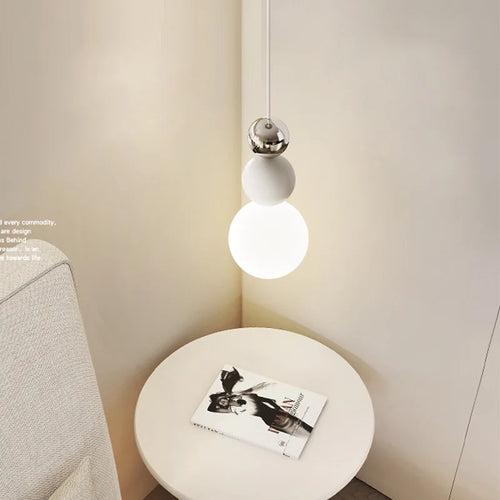 Nordic white glass pendant lamp with adjustable wire decorative light - vue 5 sur 7