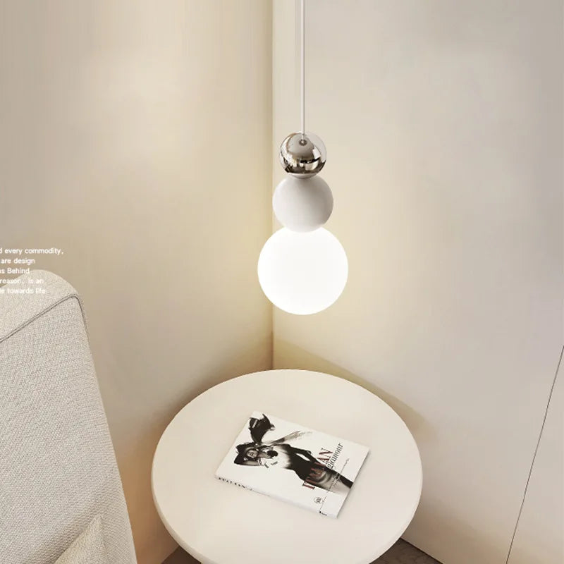 Nordic white glass pendant lamp with adjustable wire decorative light - vue 4 sur 7