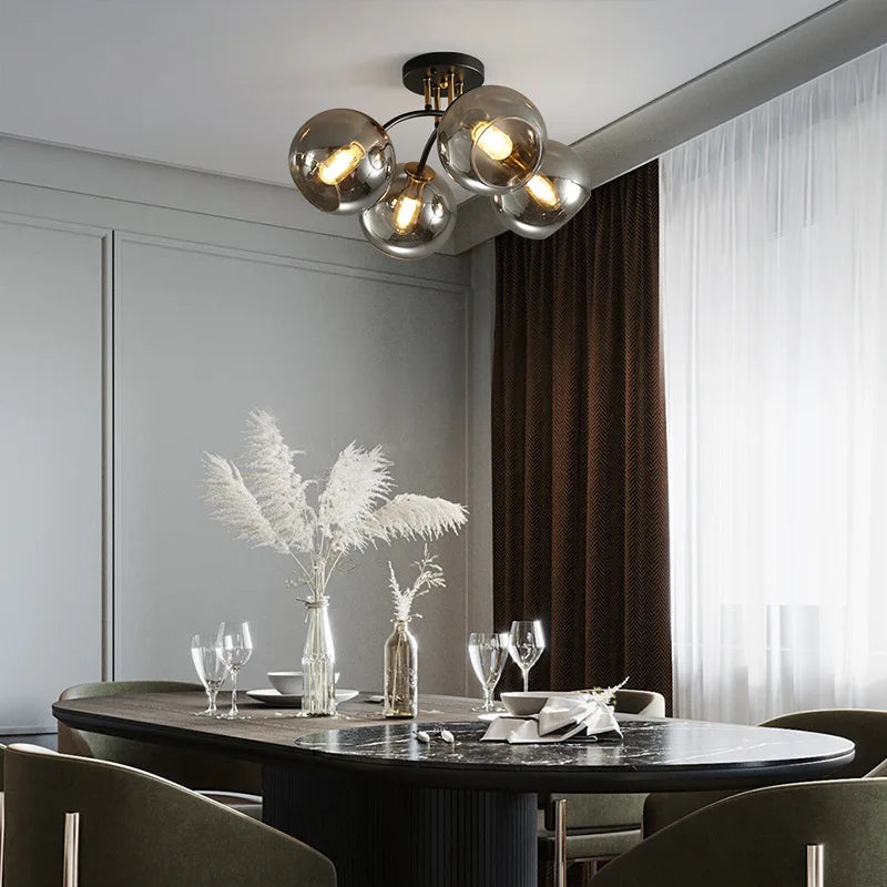 Industrial smoked glass ceiling light for modern décor