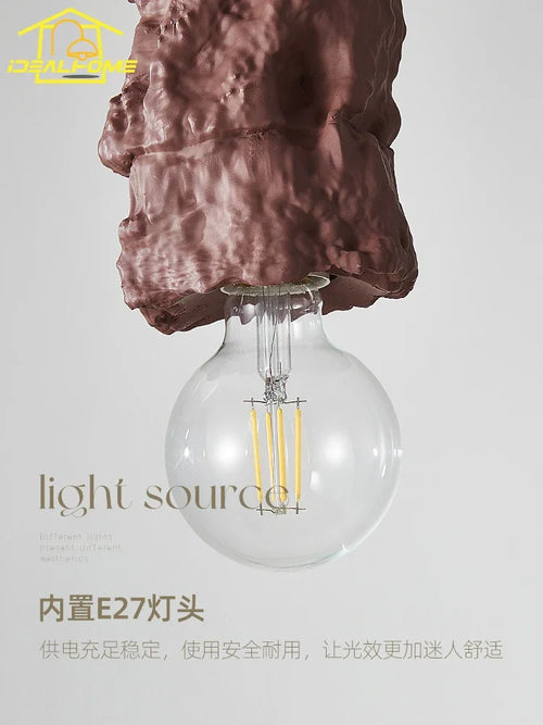 Wabi-sabi resin pendant light decorative indoor fixture - vue 7 sur 9
