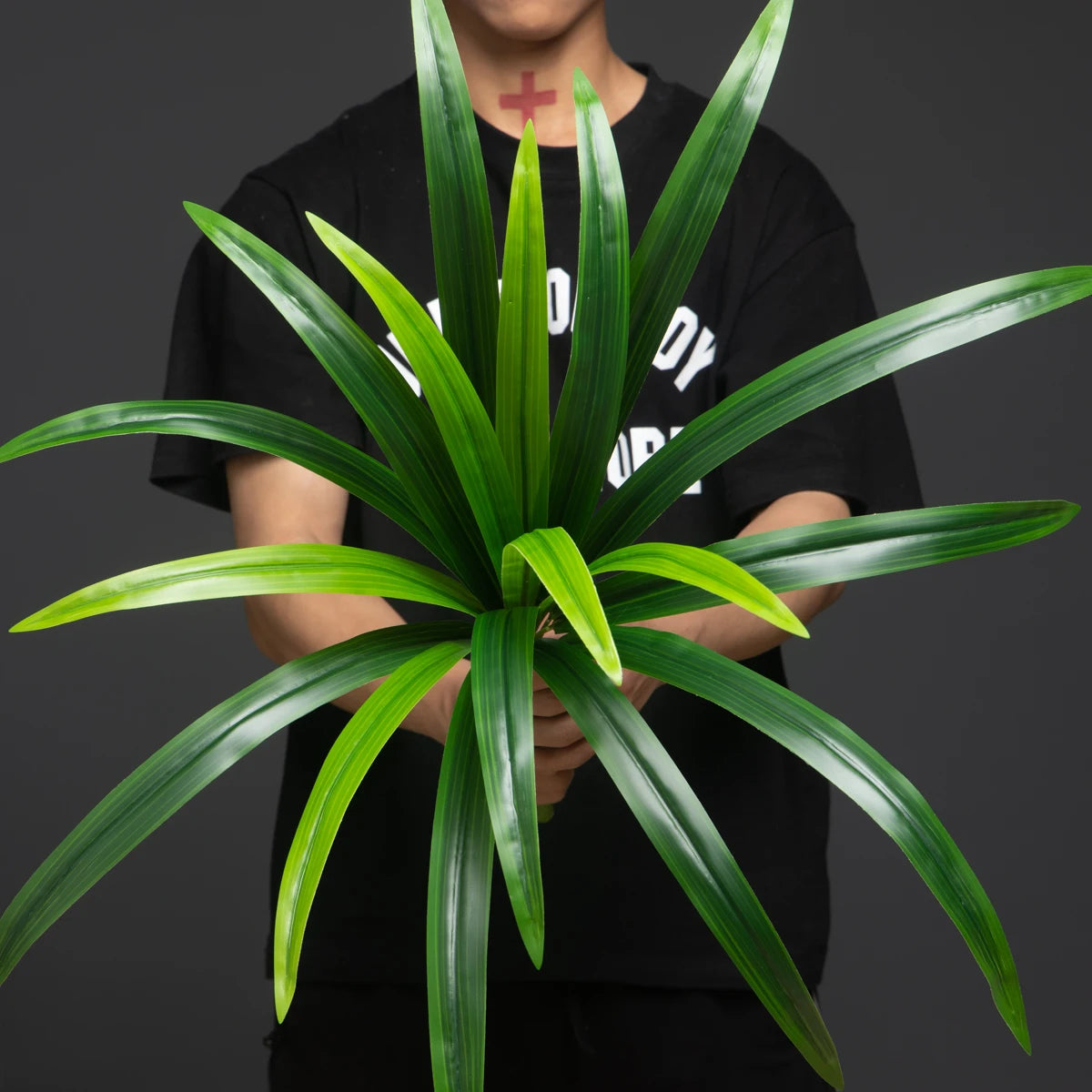 Large artificial orchid leaves plant for interior decoration - vue 3 sur 9