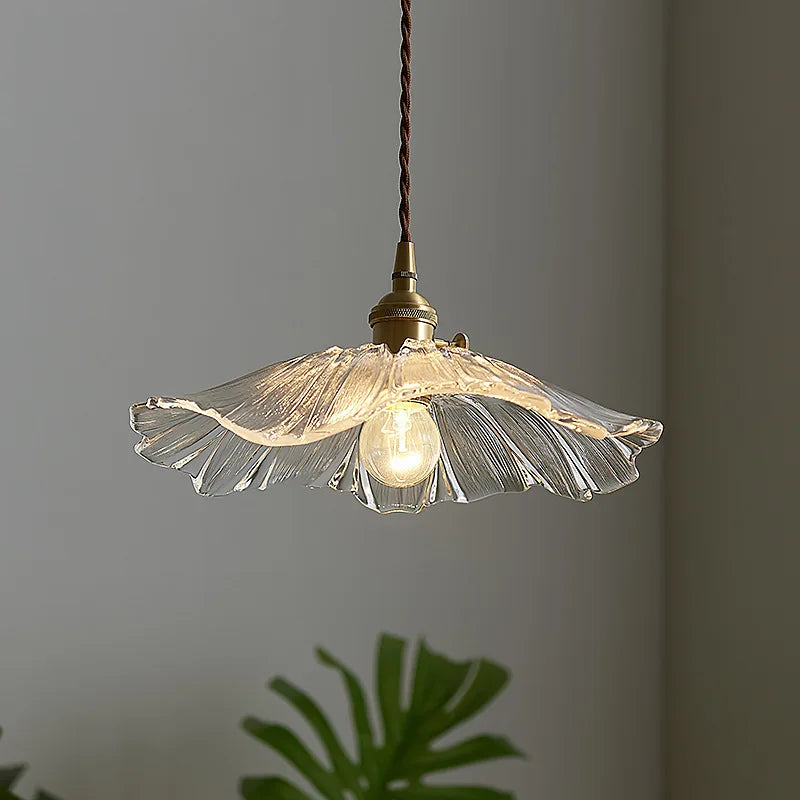 Vintage flower glass pendant light - vue 3 sur 10
