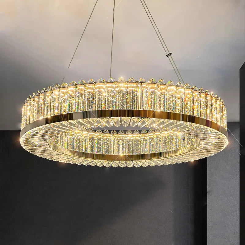 Modern crystal chandelier with luxurious hanging LED lamps