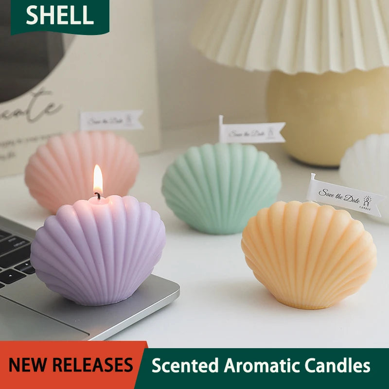 decorative natural soy wax seashell scented candles