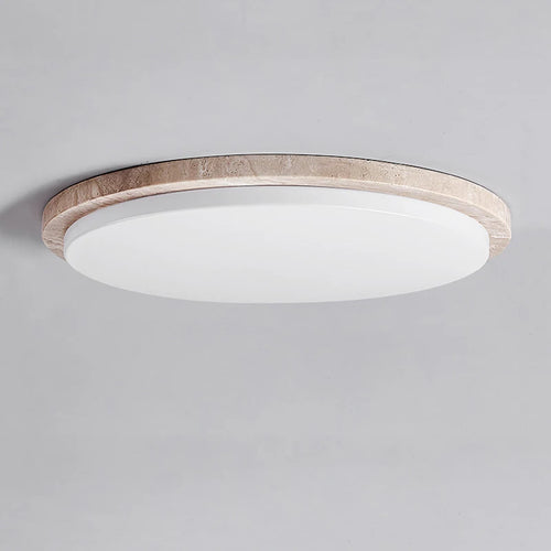 Modern travertine cream LED ceiling light for living room or restaurant - vue 4 sur 6