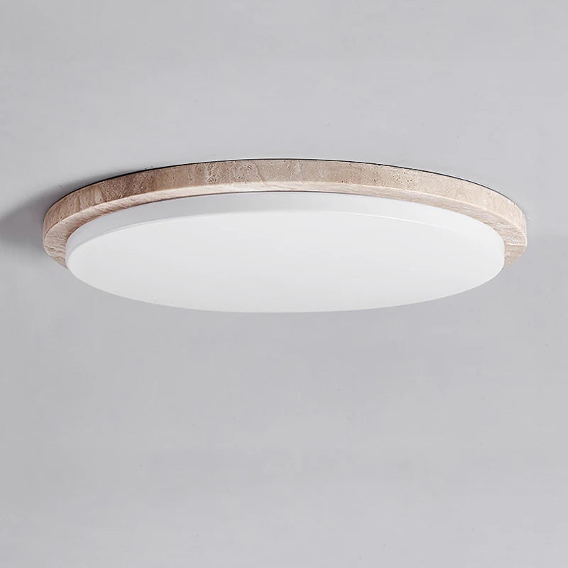 Modern travertine cream LED ceiling light for living room or restaurant - vue 4 sur 6