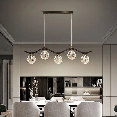 Modern glass and metal pendant light for interiors - vue 3 sur 10