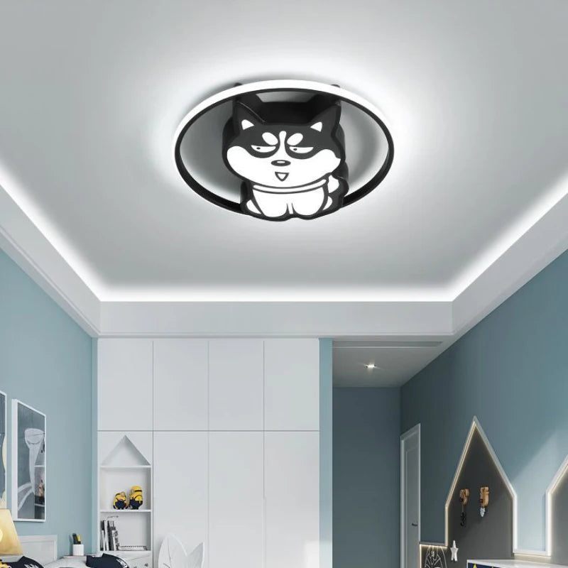 Cute shiba inu, husky and duck children's ceiling light - vue 4 sur 7