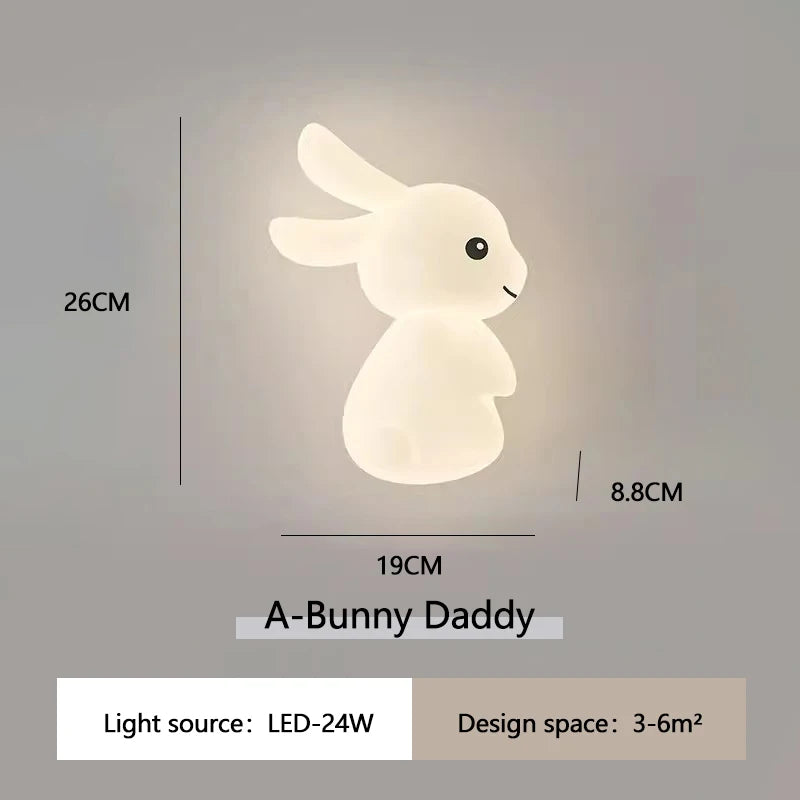 Cute rabbit LED wall lamp for children's bedroom nursery modern warm bedside light - vue 12 sur 12