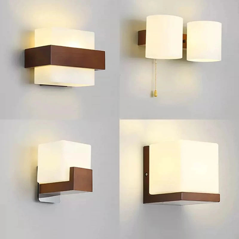 Walnut colour wood wall light