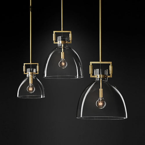 Modern metal and glass pendant light industrial style interior decor - vue 6 sur 10