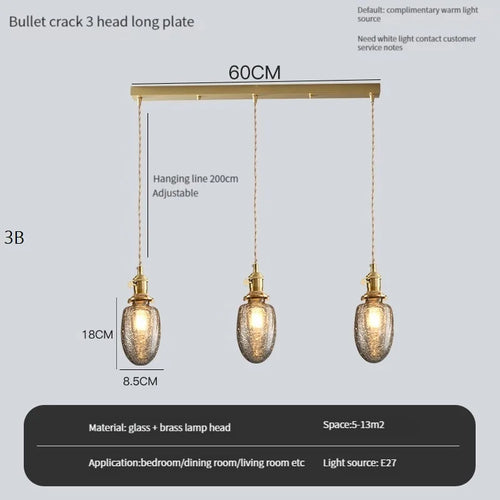 Vintage pendant light with switch and crystal glass shade - vue 12 sur 22