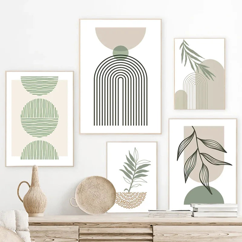 Abstract boho wall decor with modern geometric leaves - vue 3 sur 7