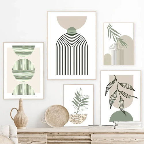 Abstract wall decor with geometric boho modern leaves - vue 3 sur 7