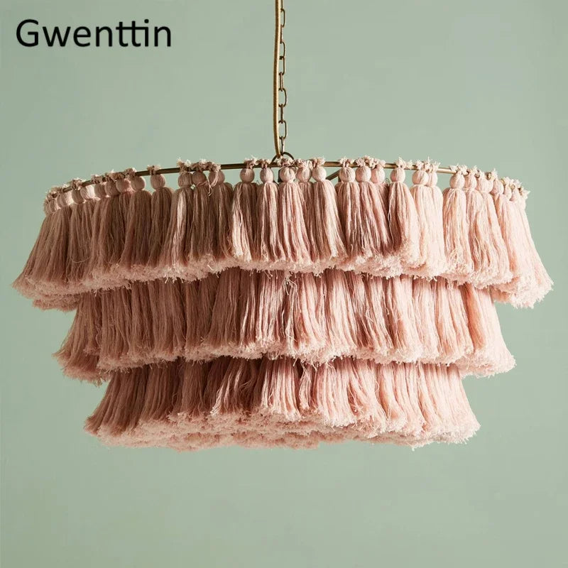 Silk thread pendant light for romantic interior decor