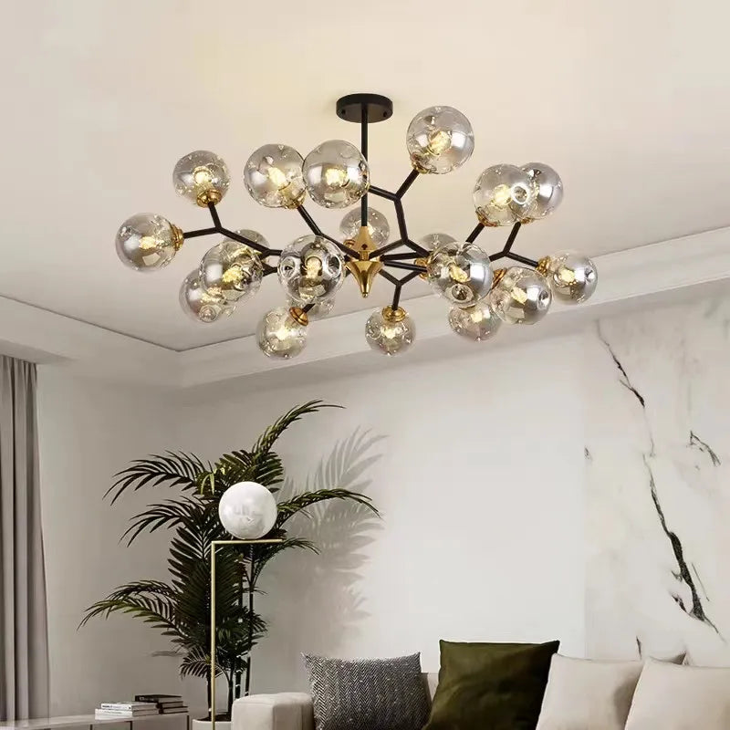 Industrial glass chandelier for an elegant and modern interior