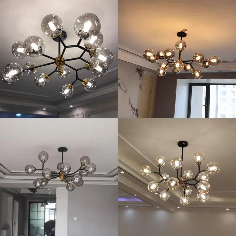 lustre moderne en boule de verre pour décoration intérieure - vue 6 sur 14
