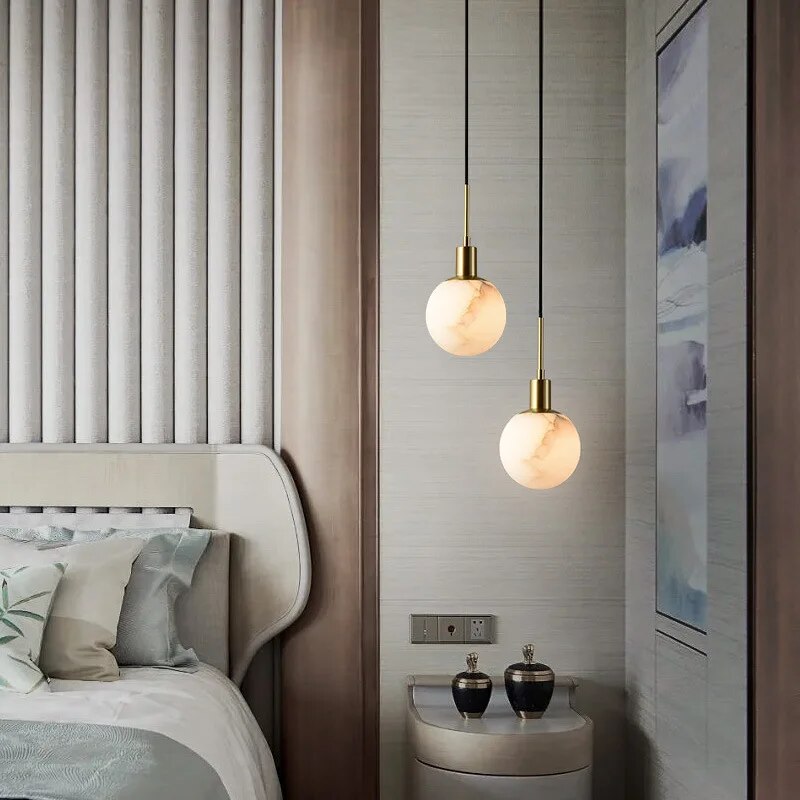 Minimalist LED marble pendant lamp - vue 6 sur 21