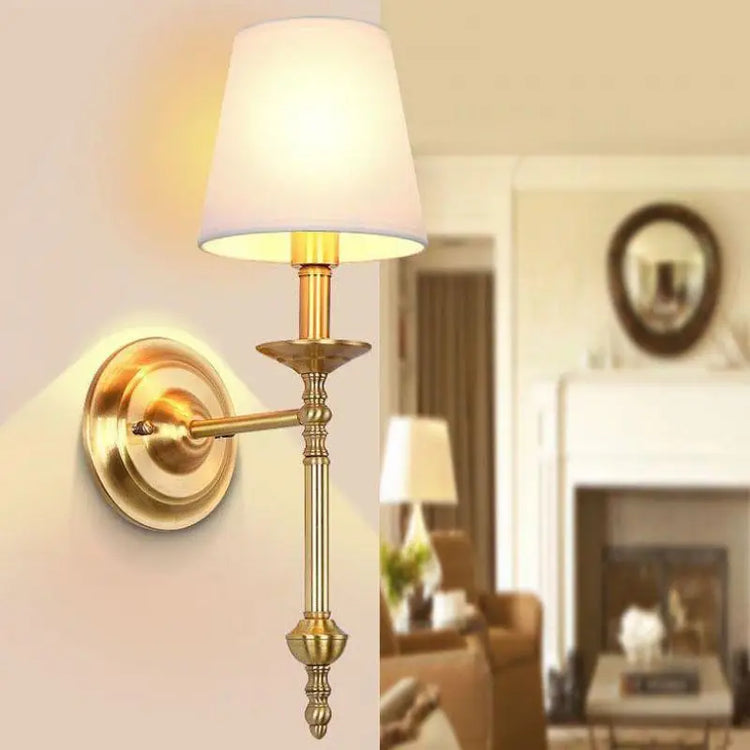 Antique LED wall light with fabric shade