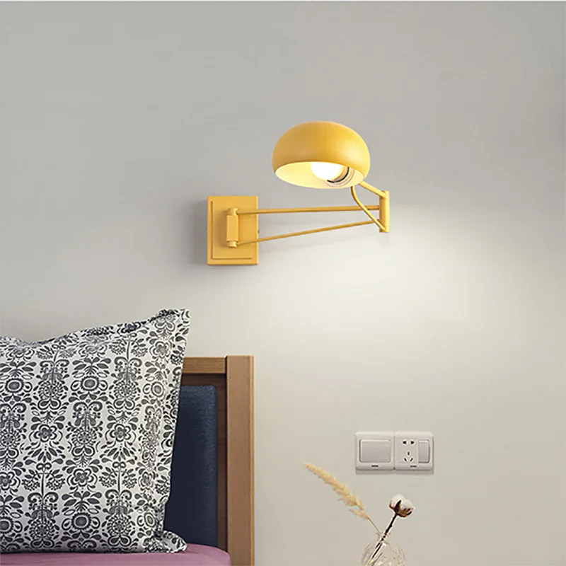 Modern foldable retractable LED wall light with switch - vue 5 sur 10
