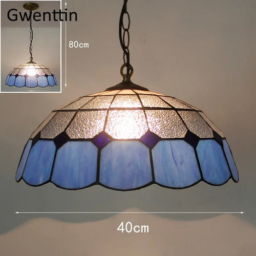 Tiffany style stained glass pendant light for interior decor - vue 22 sur 26